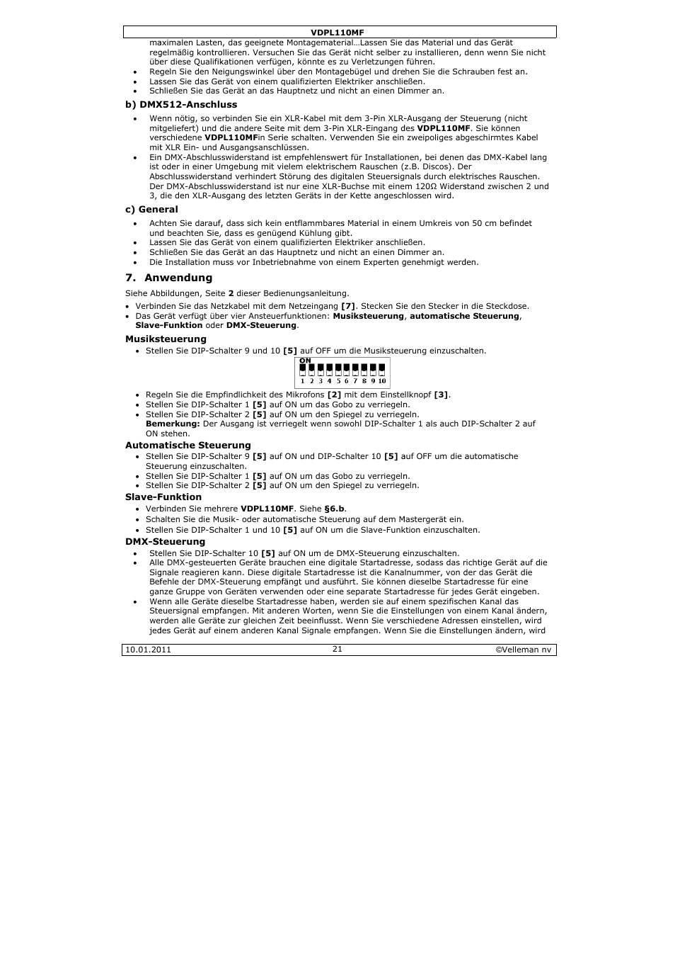 Velleman VDPL110MF User Manual | Page 21 / 24