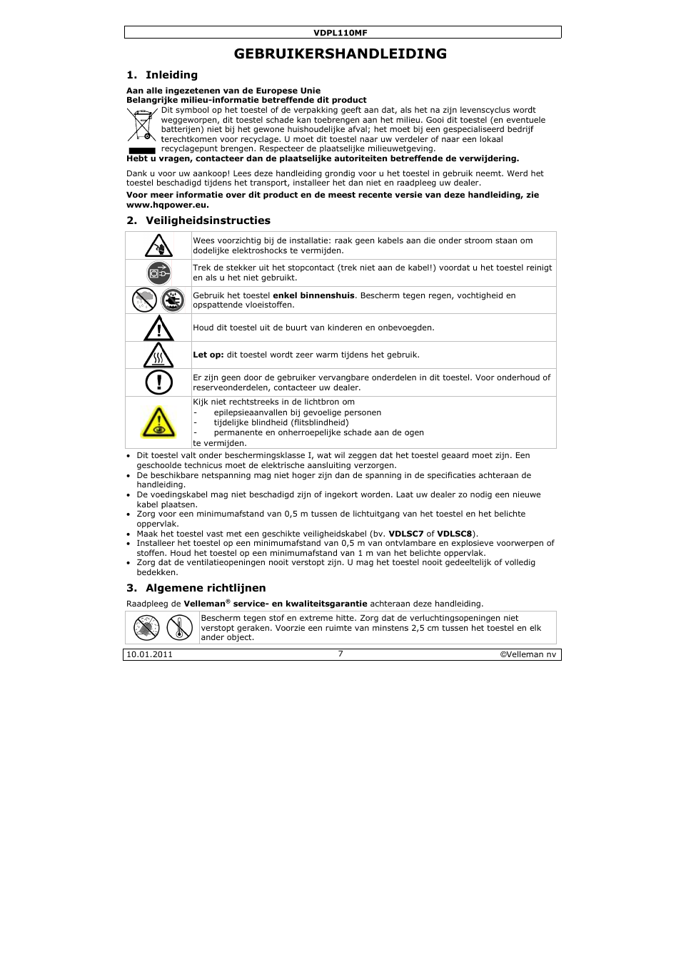 Gebru, Uikersha, Andleid | Ding | Velleman VDPL110MF User Manual | Page 7 / 24