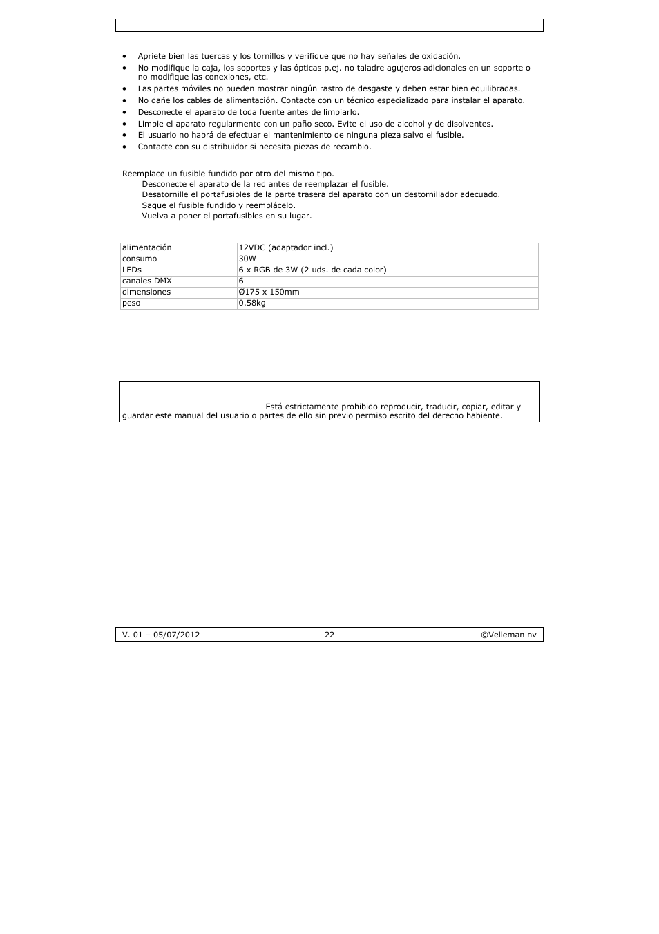 Velleman VDPL300CB User Manual | Page 22 / 29