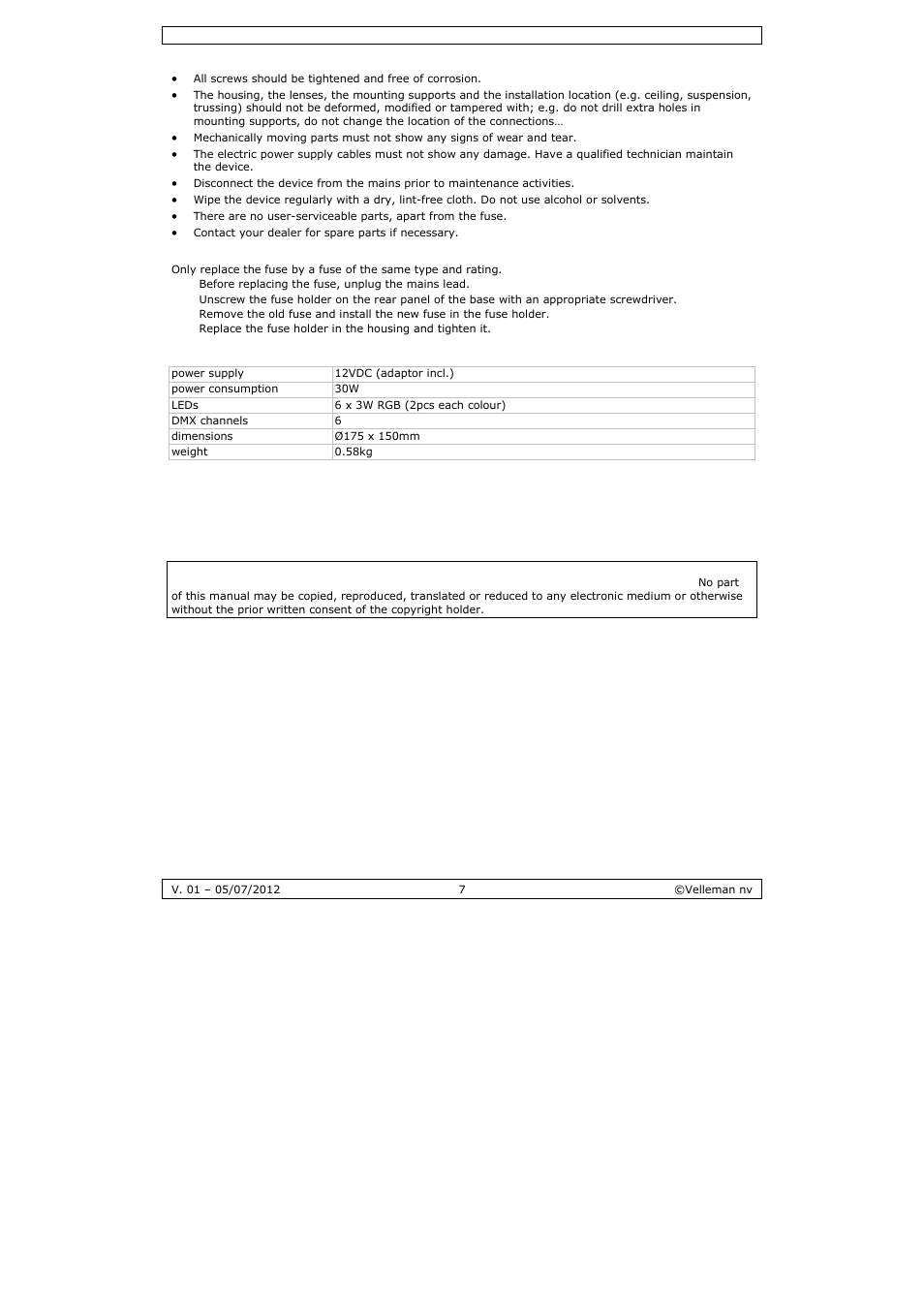 Velleman VDPL300CB User Manual | Page 7 / 29
