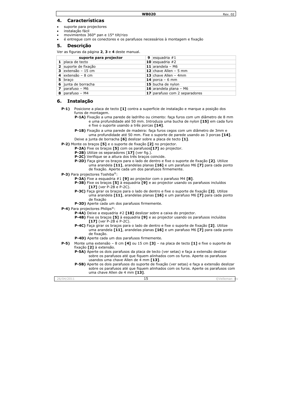 Velleman WB020 User Manual | Page 15 / 18
