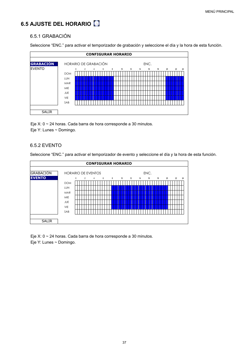5 ajuste del horario, 1 grabación, 2 evento | Velleman NVR2 User Manual | Page 304 / 314