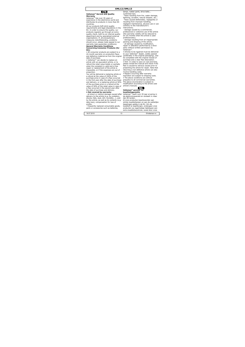 Velleman XML13 User Manual | Page 13 / 17