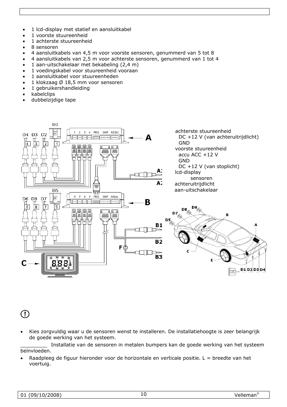 Overzicht, Installatie | Velleman SPBS8 User Manual | Page 10 / 36