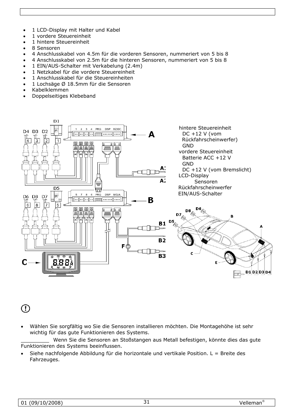 Umschreibung, Installation | Velleman SPBS8 User Manual | Page 31 / 36