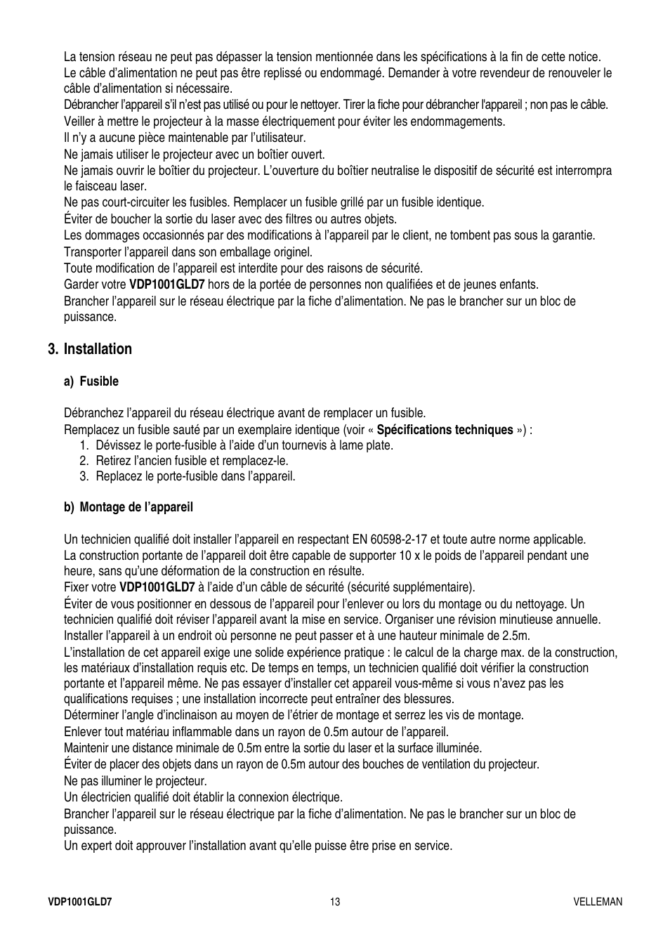 Velleman VDP1001GLD7 User Manual | Page 13 / 26