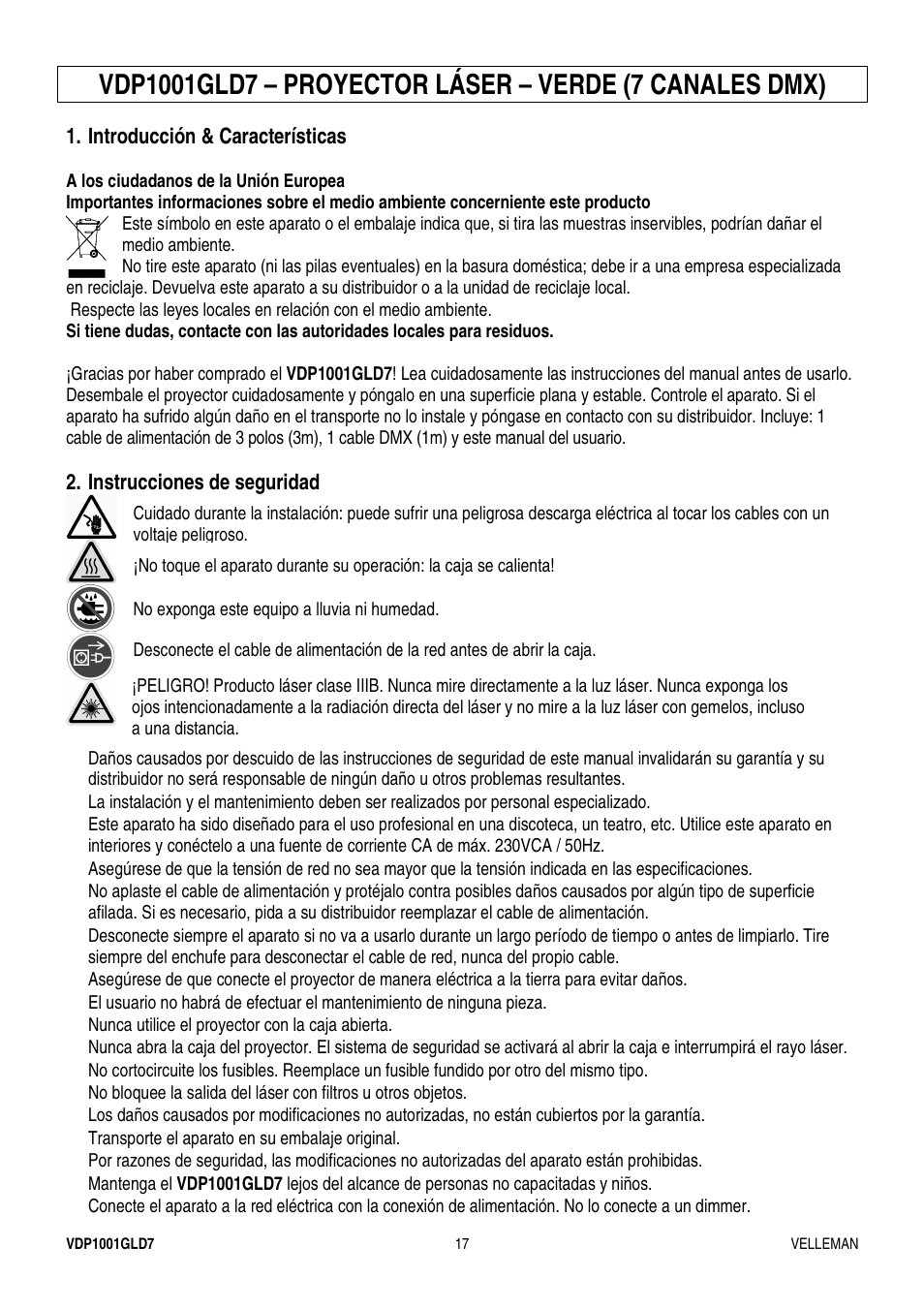 Velleman VDP1001GLD7 User Manual | Page 17 / 26
