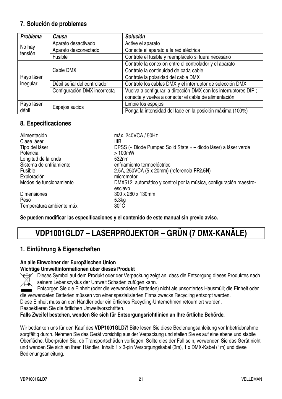 Velleman VDP1001GLD7 User Manual | Page 21 / 26