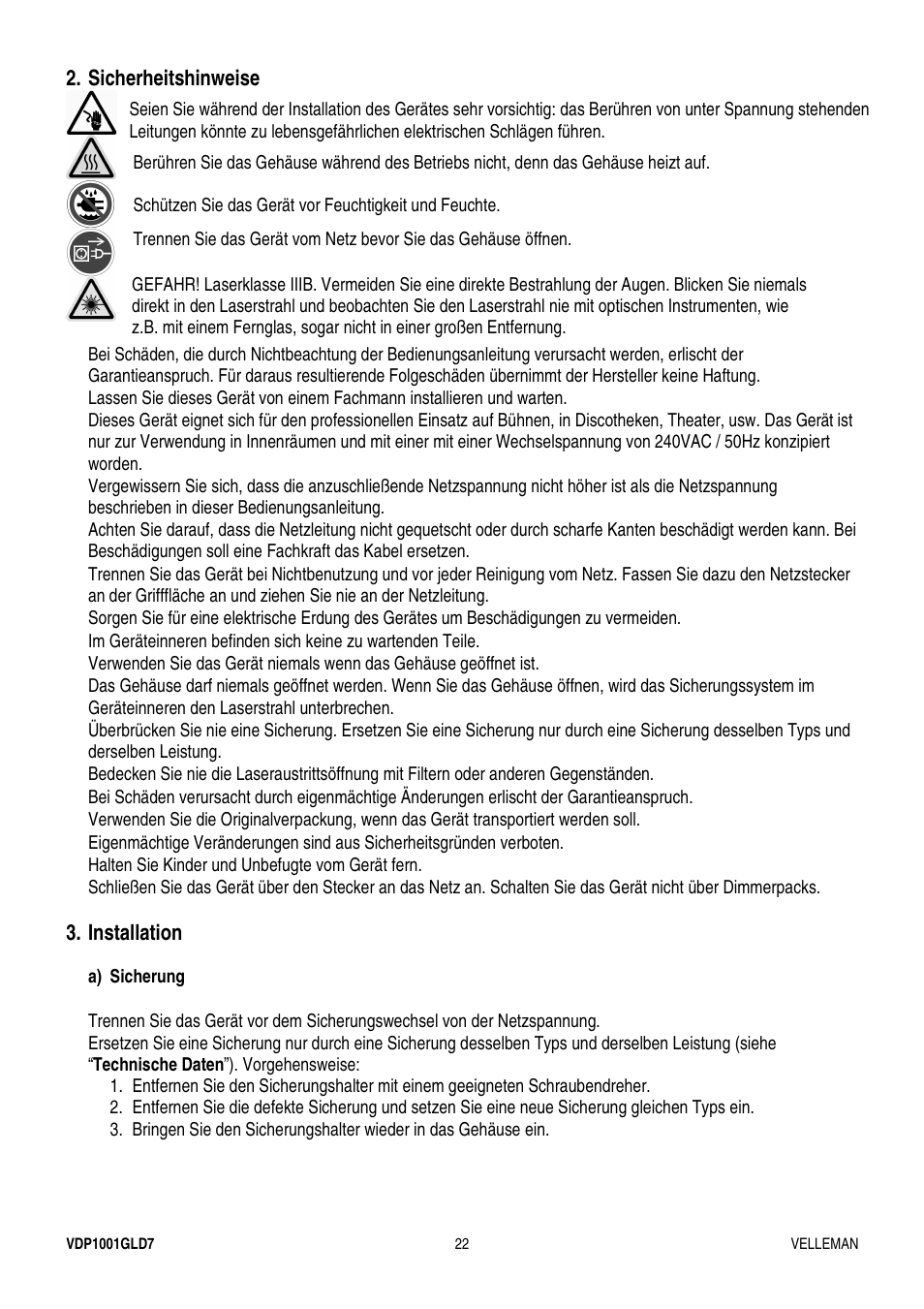 Velleman VDP1001GLD7 User Manual | Page 22 / 26