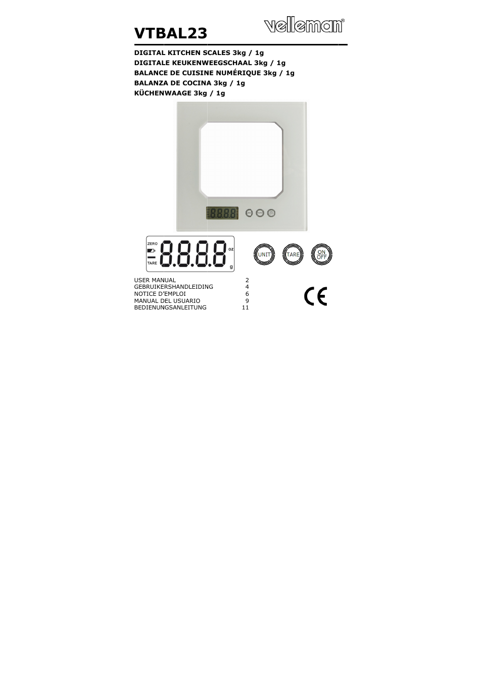 Velleman VTBAL23 User Manual | 16 pages