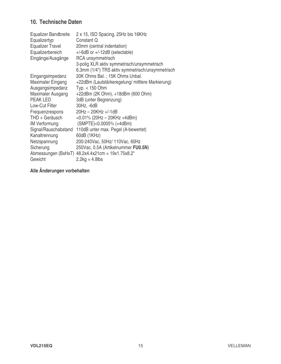 Velleman VDL215EQ2 User Manual | Page 15 / 15