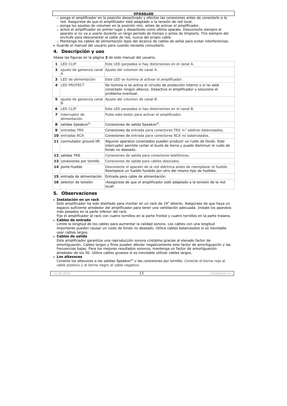 Velleman VPASG100 User Manual | Page 13 / 19