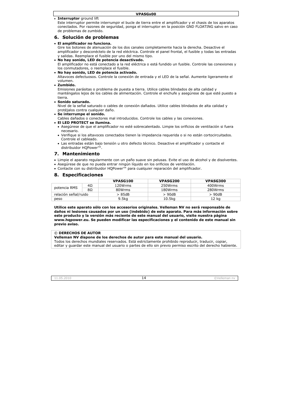 Velleman VPASG100 User Manual | Page 14 / 19
