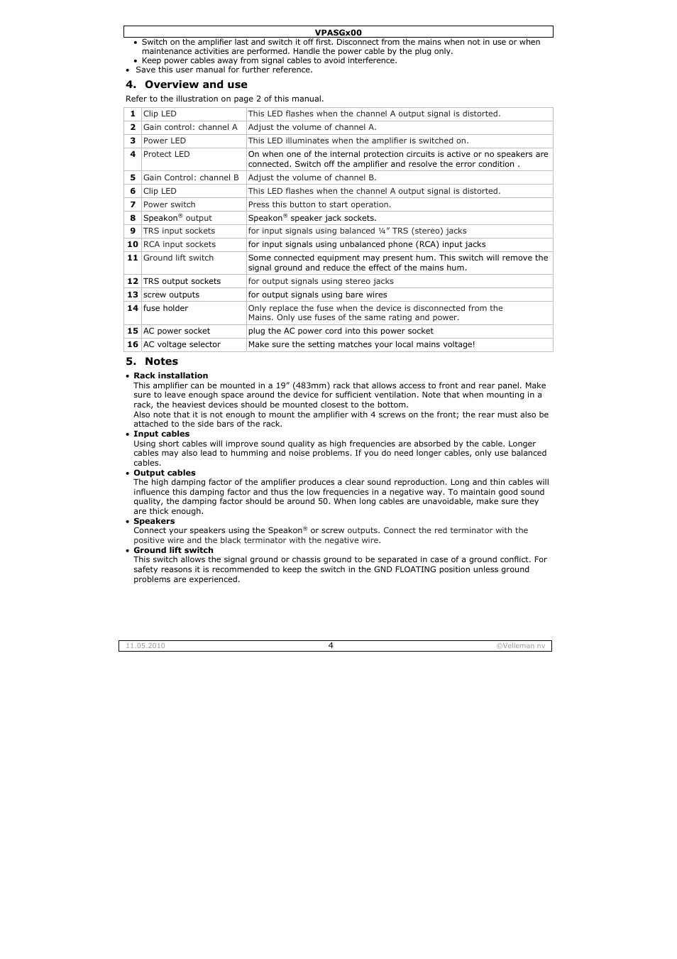 Velleman VPASG100 User Manual | Page 4 / 19