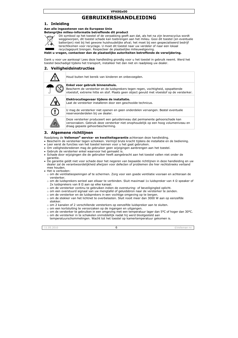 Gebru, Uikersha, Andleid | Ding | Velleman VPASG100 User Manual | Page 6 / 19
