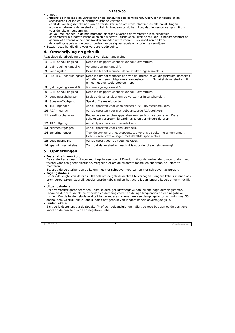 Velleman VPASG100 User Manual | Page 7 / 19