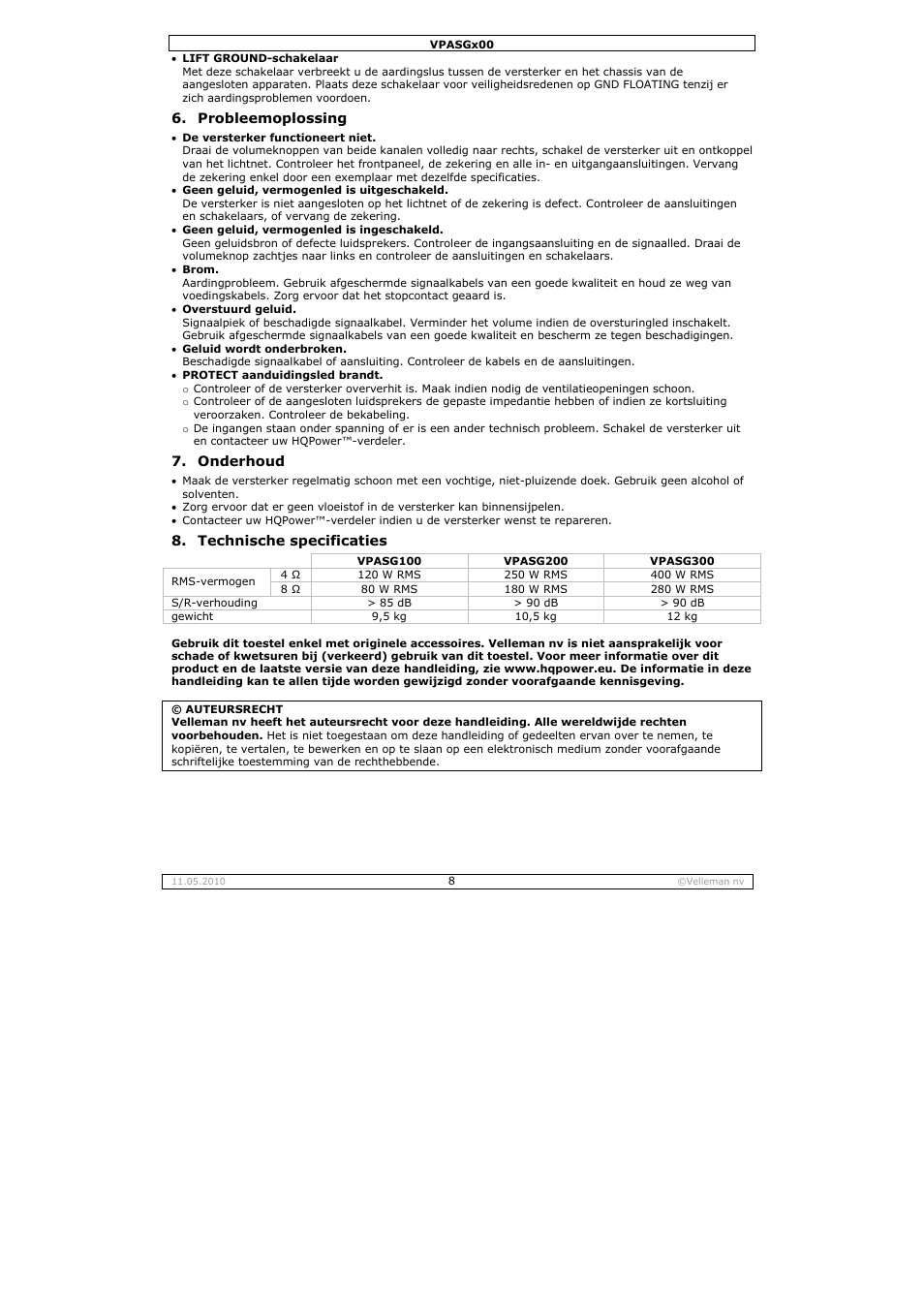 Velleman VPASG100 User Manual | Page 8 / 19