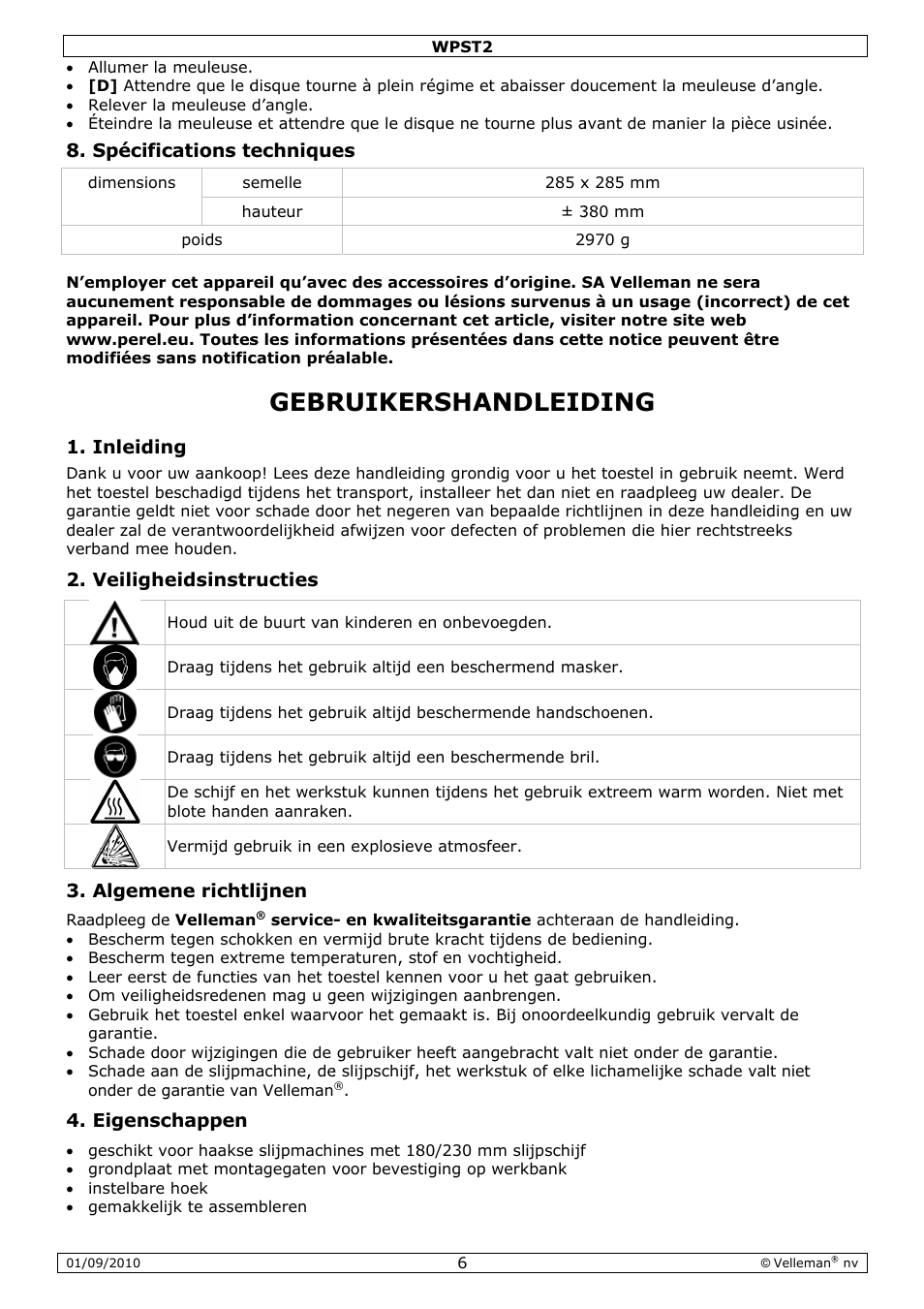 Gebr, Ruiker, Rshan | Ndleid, Ding | Velleman WPST2 User Manual | Page 6 / 15