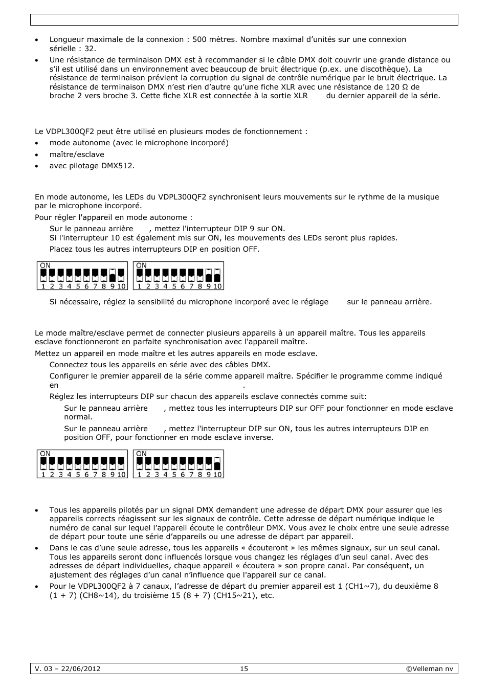 Emploi | Velleman VDPL300QF2 User Manual | Page 15 / 29
