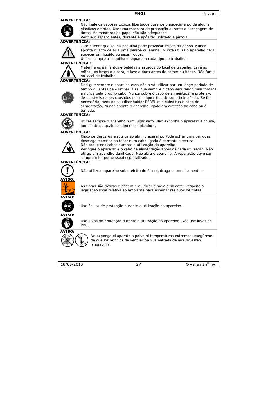 Velleman PHG1 User Manual | Page 27 / 32