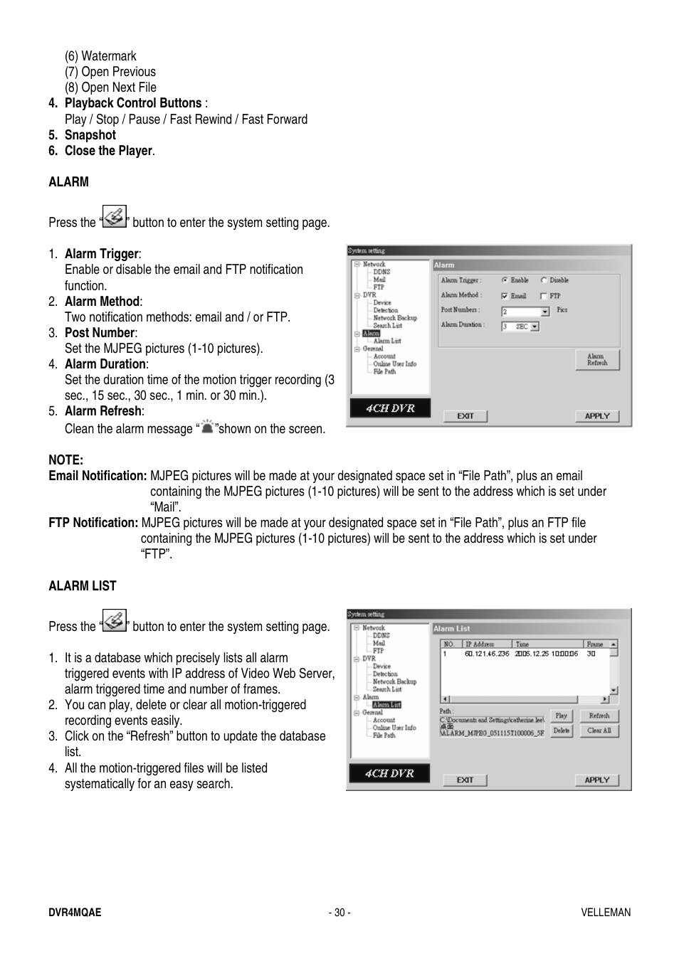 Velleman DVR4MQAE User Manual | Page 30 / 38