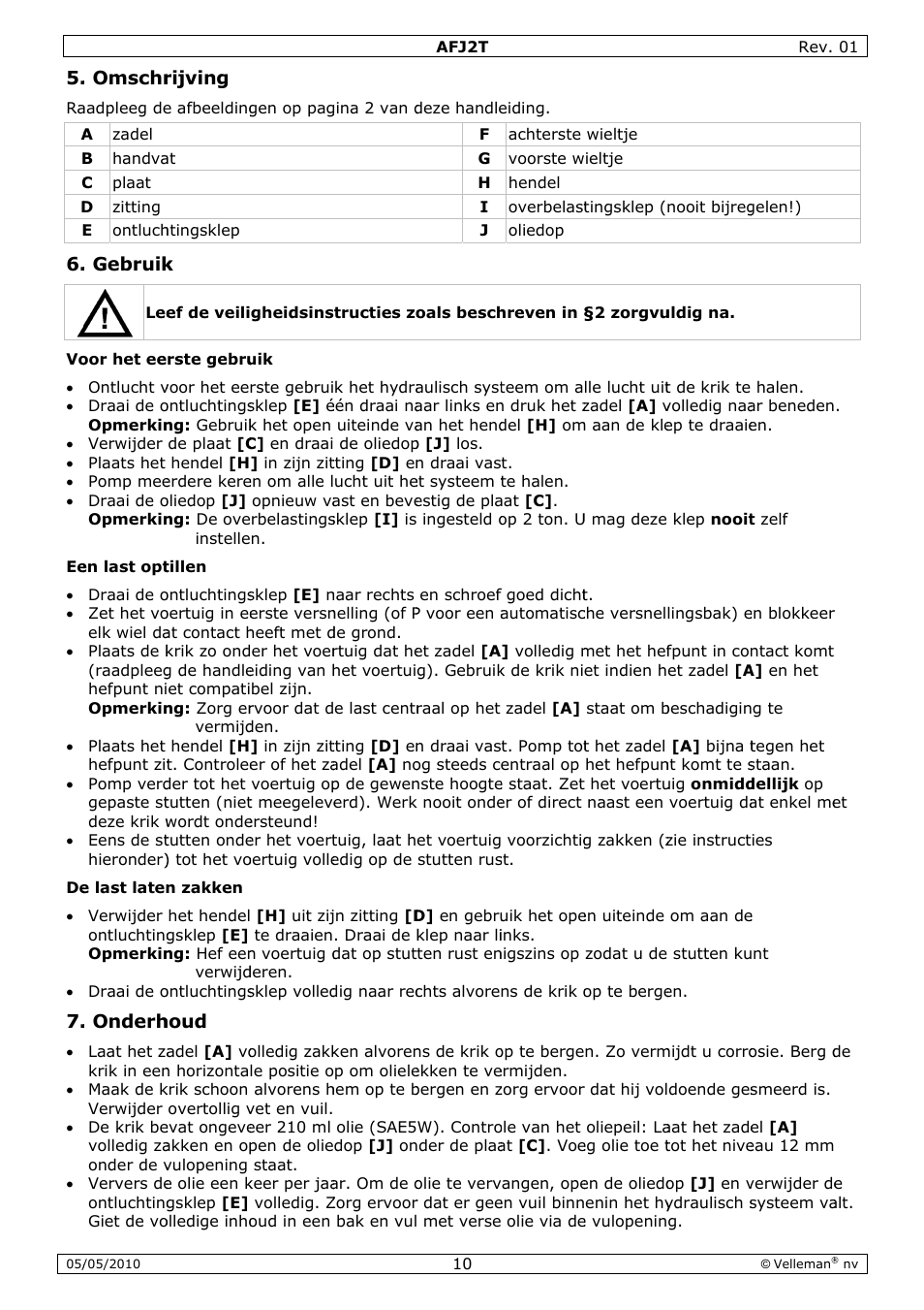 Velleman AFJ2T User Manual | Page 10 / 23