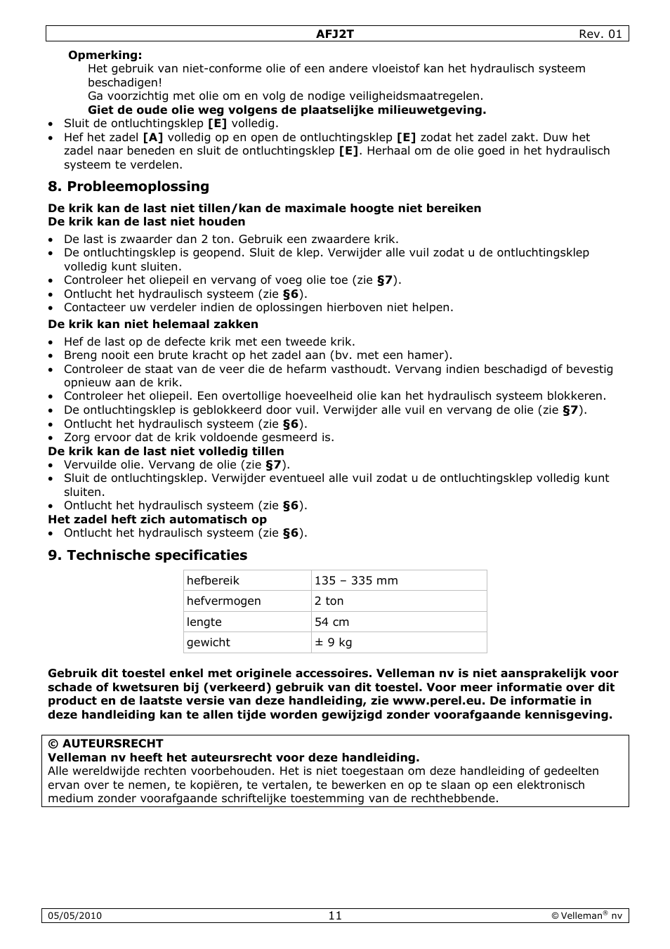 Velleman AFJ2T User Manual | Page 11 / 23