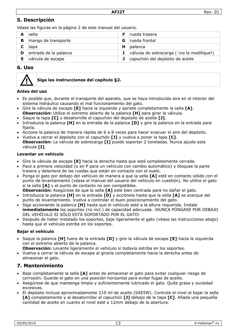 Velleman AFJ2T User Manual | Page 13 / 23