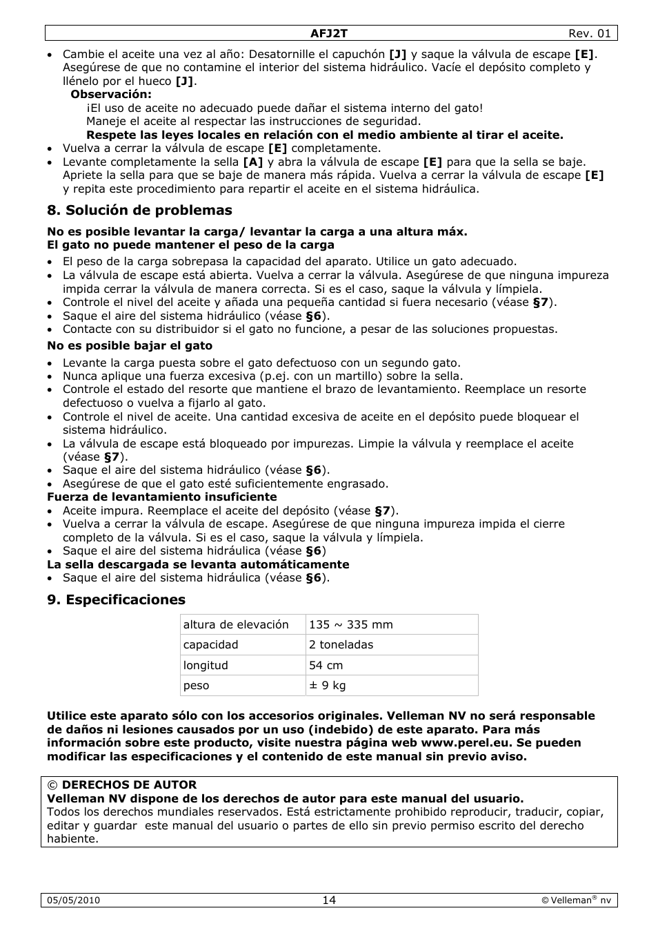 Velleman AFJ2T User Manual | Page 14 / 23