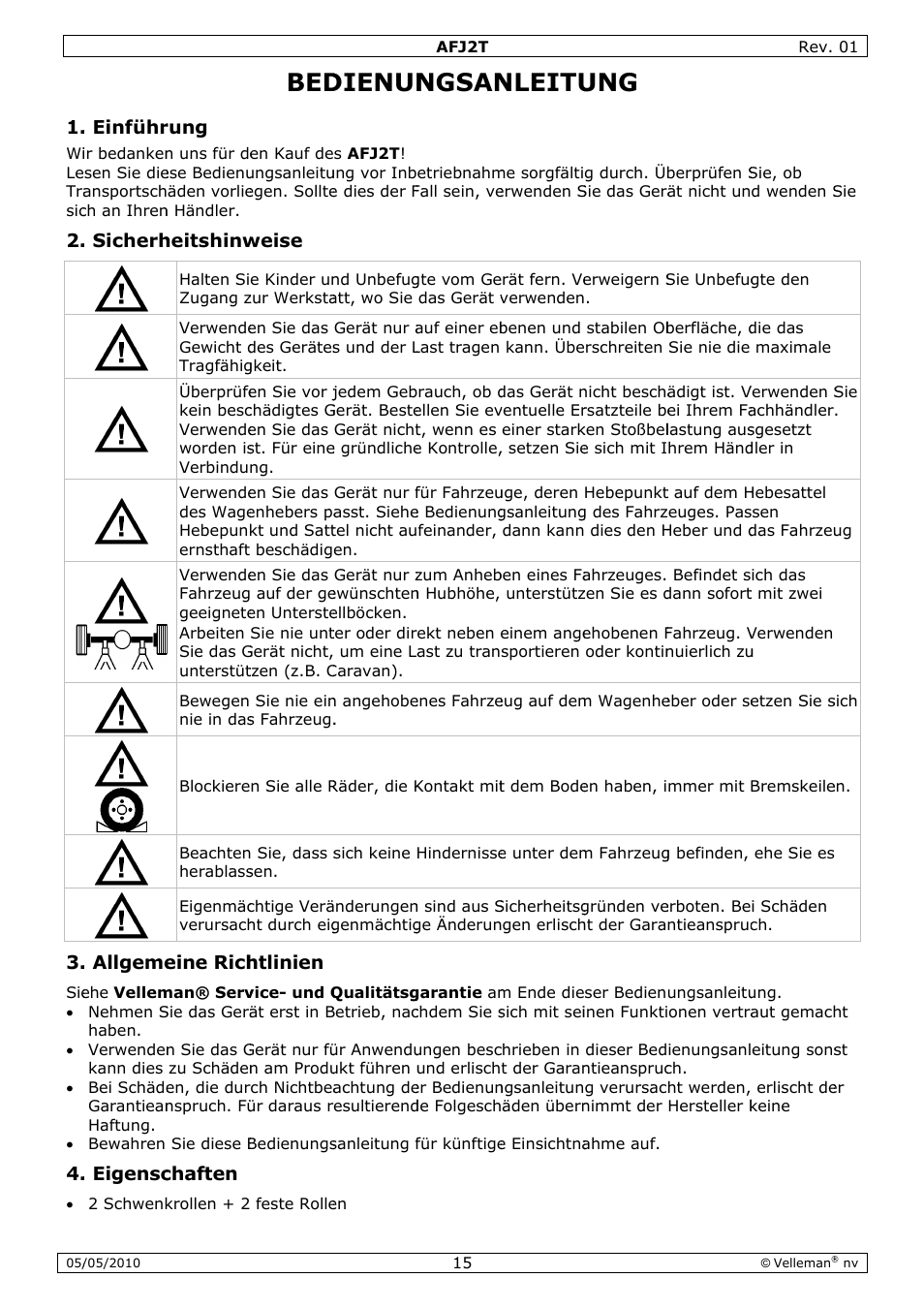 Dienun, Ngsan, Nleitu | Velleman AFJ2T User Manual | Page 15 / 23