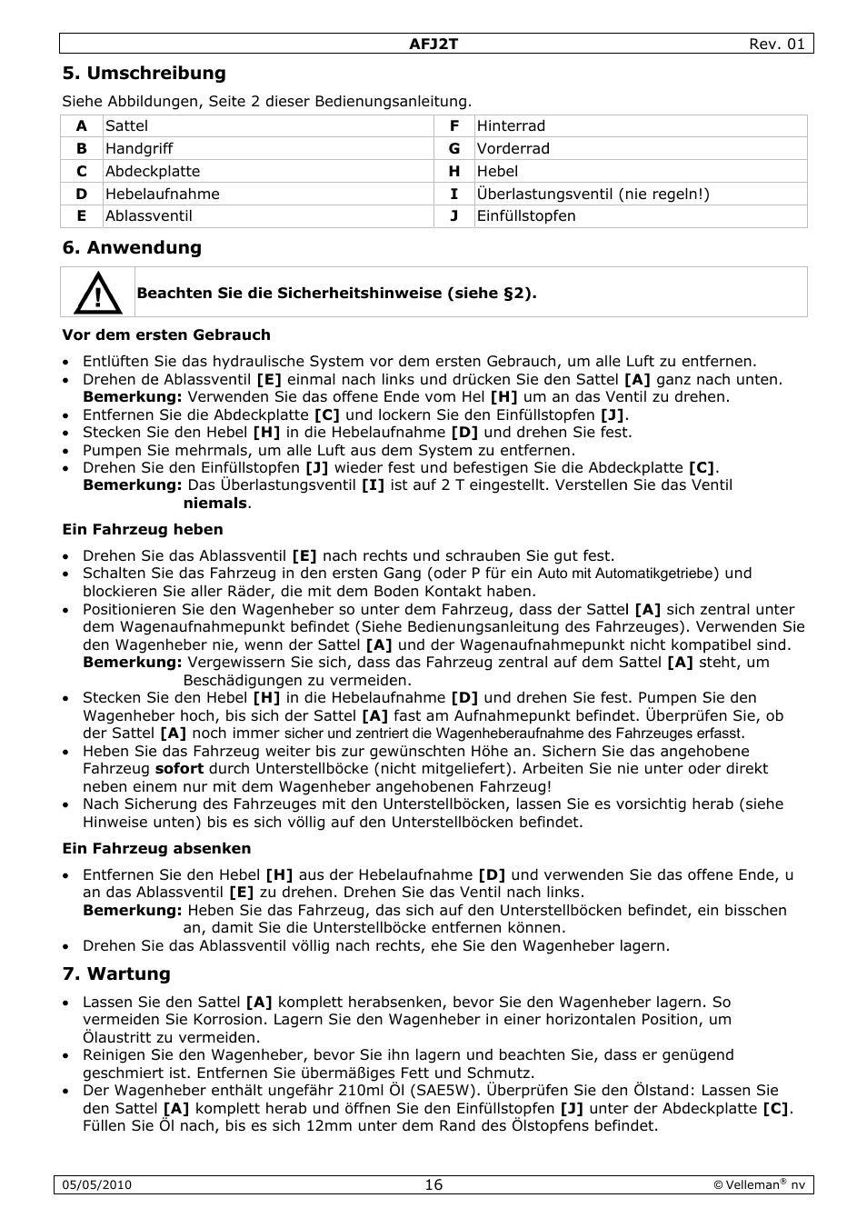 Velleman AFJ2T User Manual | Page 16 / 23