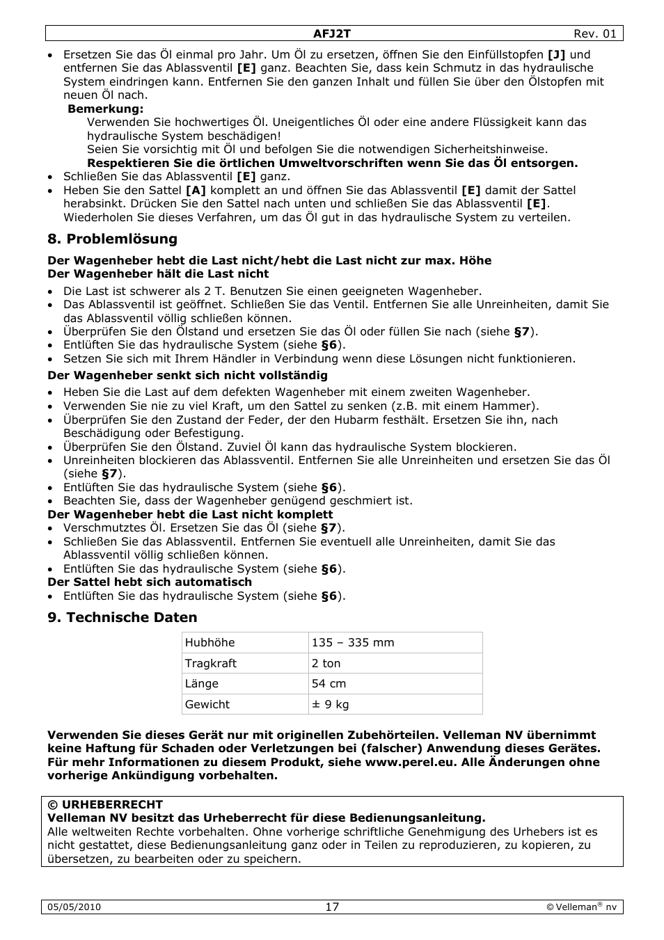 Velleman AFJ2T User Manual | Page 17 / 23