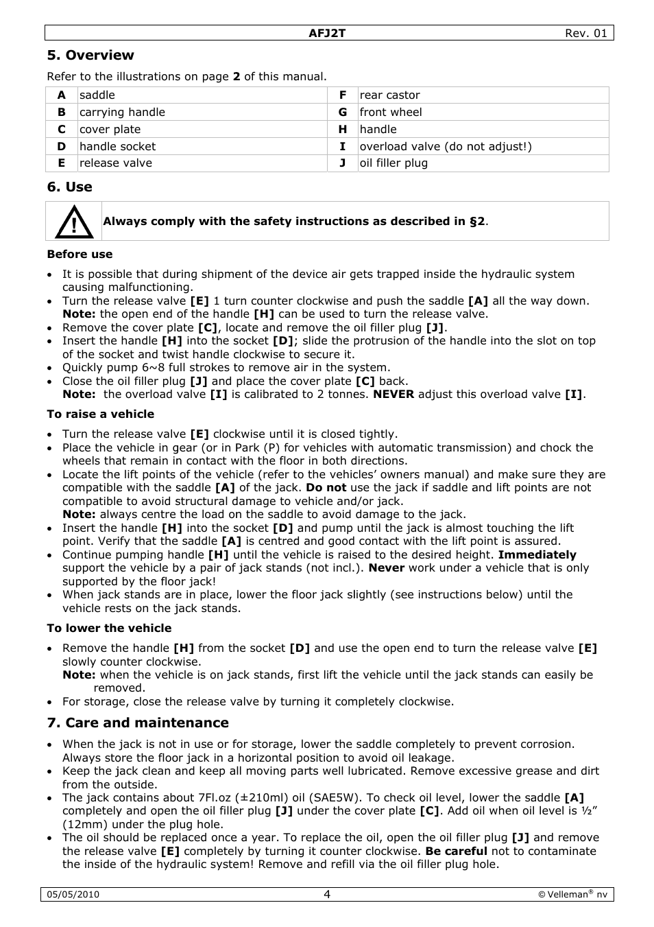 Velleman AFJ2T User Manual | Page 4 / 23