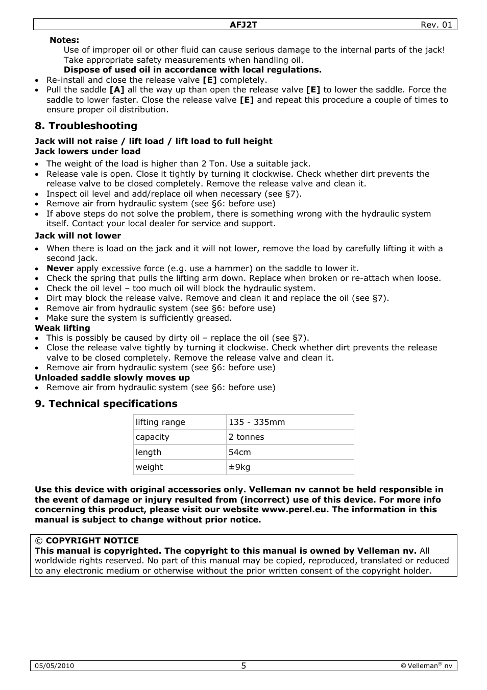 Velleman AFJ2T User Manual | Page 5 / 23