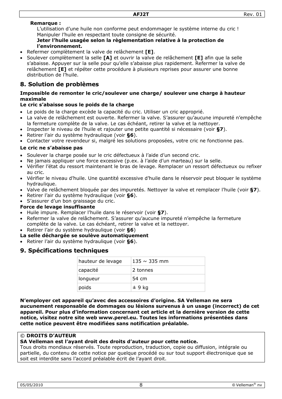 Velleman AFJ2T User Manual | Page 8 / 23