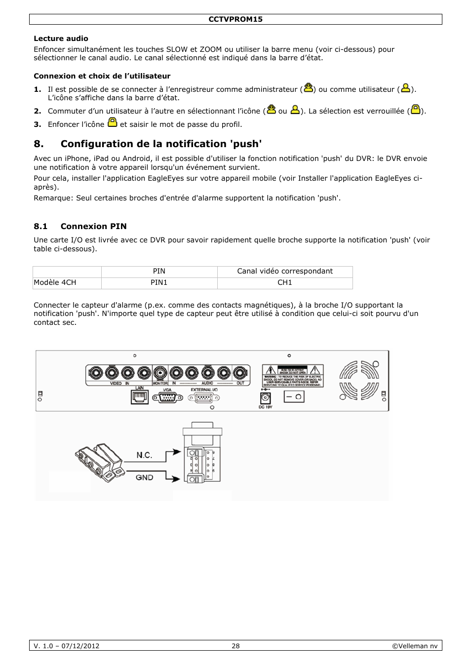 Configuration de la notification 'push | Velleman CCTVPROM15 User Manual | Page 28 / 55