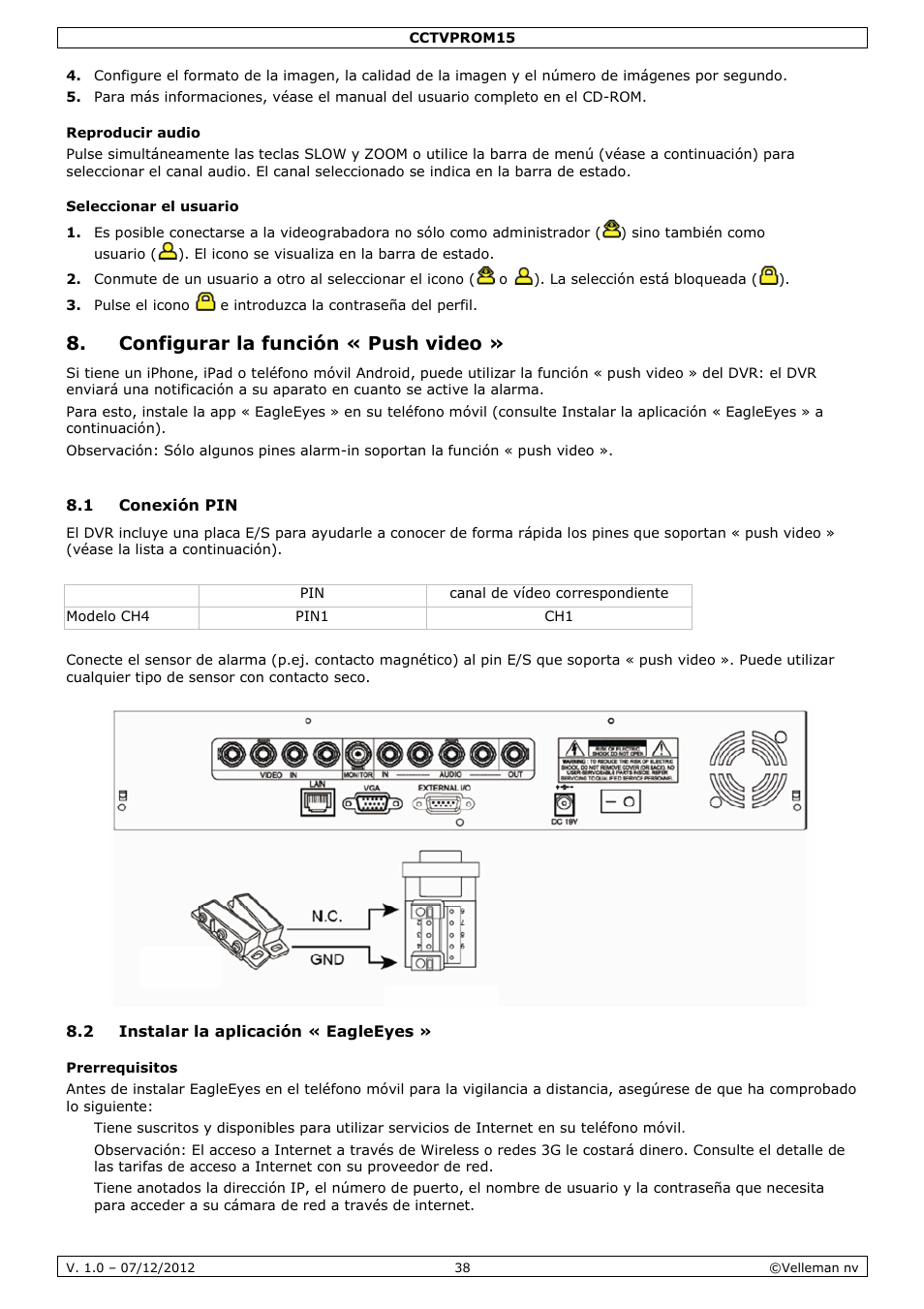 Configurar la función « push video | Velleman CCTVPROM15 User Manual | Page 38 / 55