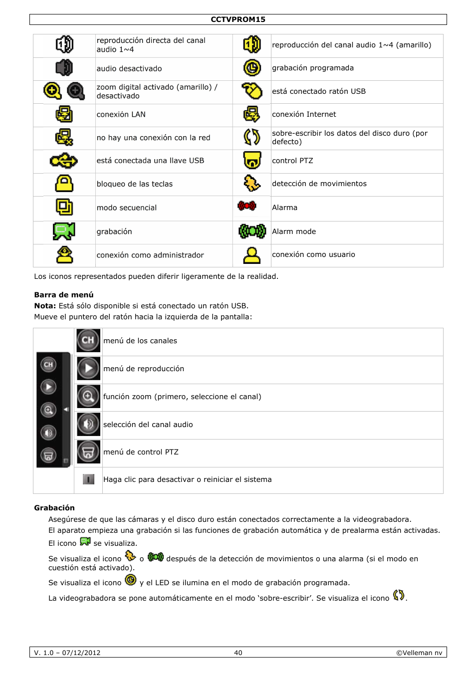 Velleman CCTVPROM15 User Manual | Page 40 / 55