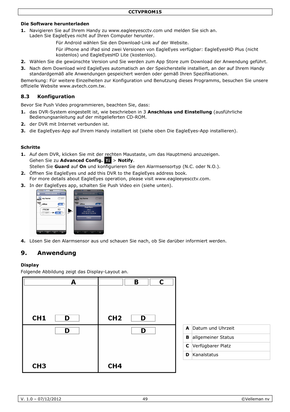 Anwendung | Velleman CCTVPROM15 User Manual | Page 49 / 55