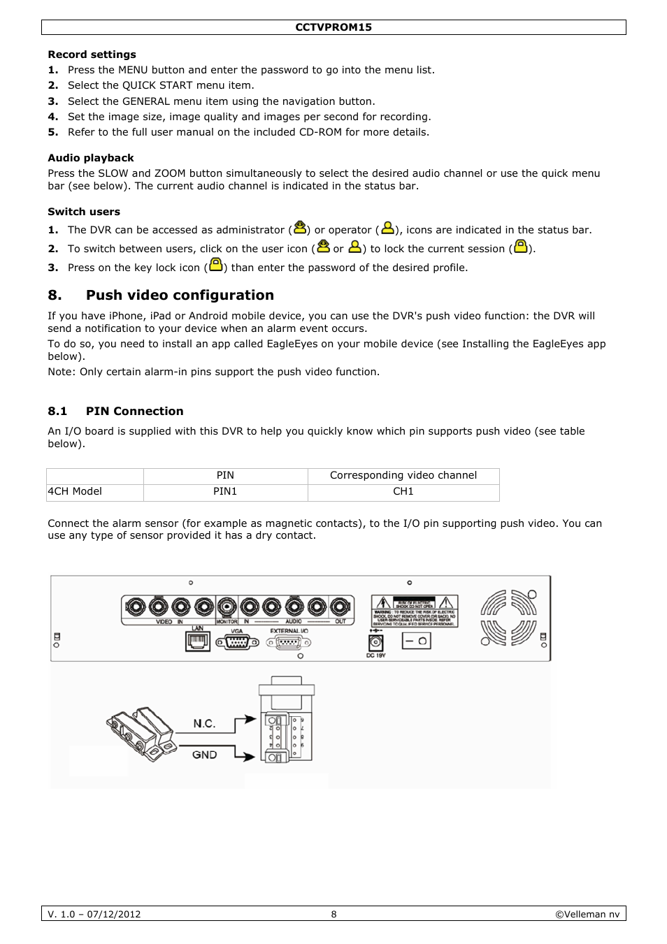 Push video configuration | Velleman CCTVPROM15 User Manual | Page 8 / 55