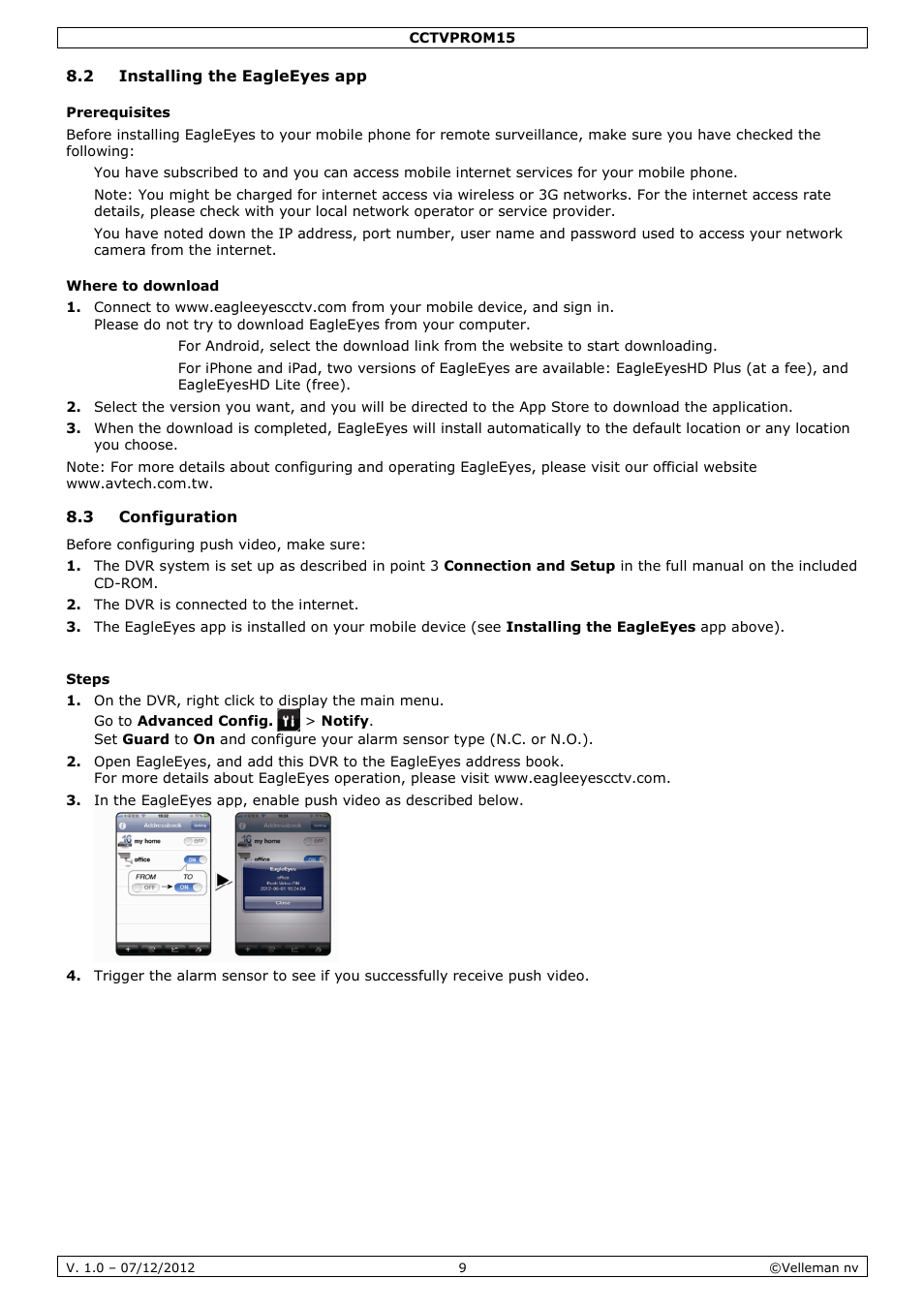 Velleman CCTVPROM15 User Manual | Page 9 / 55