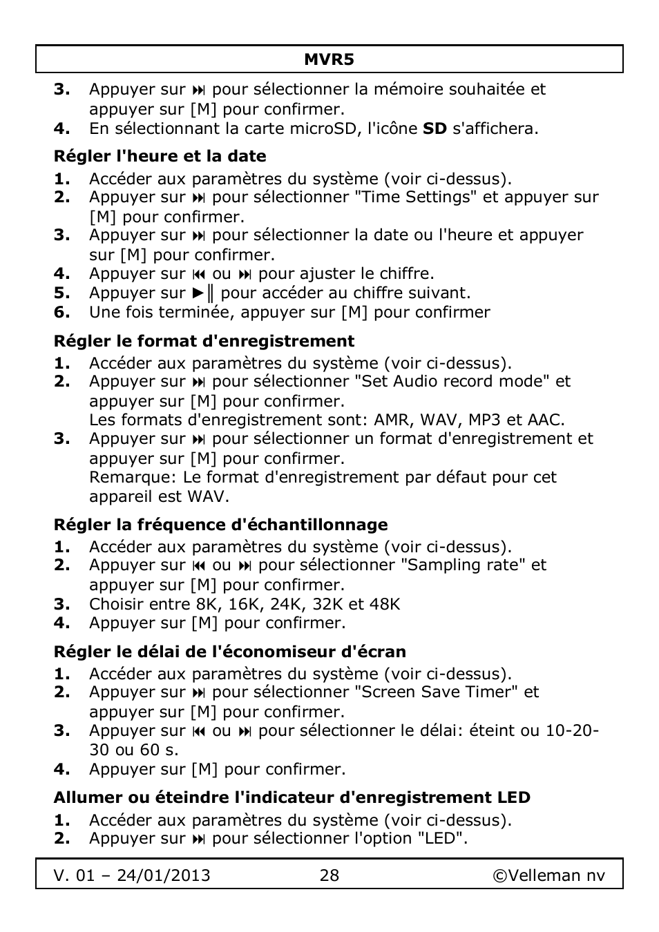 Velleman MVR5 User Manual | Page 28 / 78