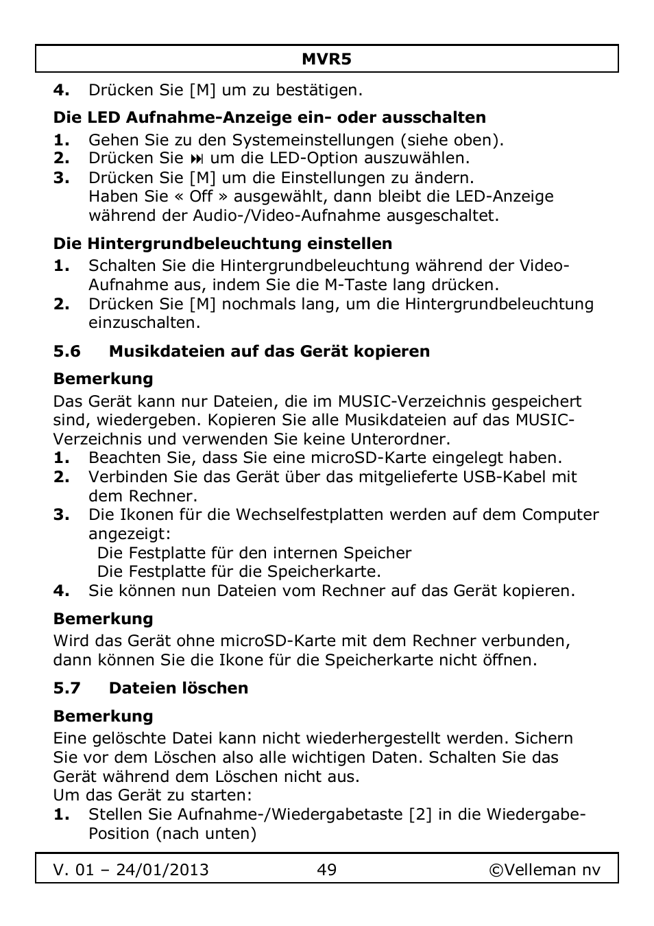 Velleman MVR5 User Manual | Page 49 / 78