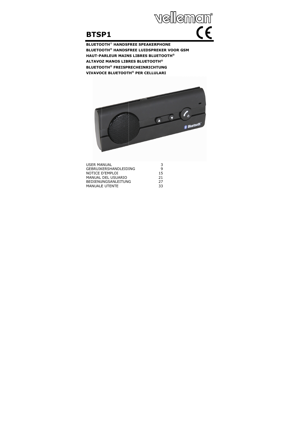 Velleman BTSP1 User Manual | 45 pages