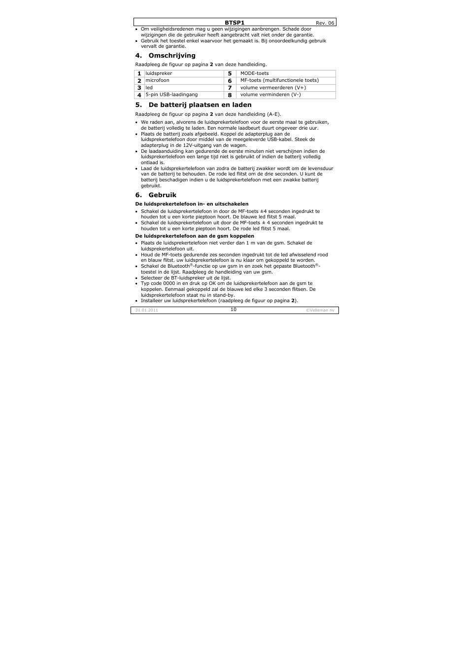 Velleman BTSP1 User Manual | Page 10 / 45