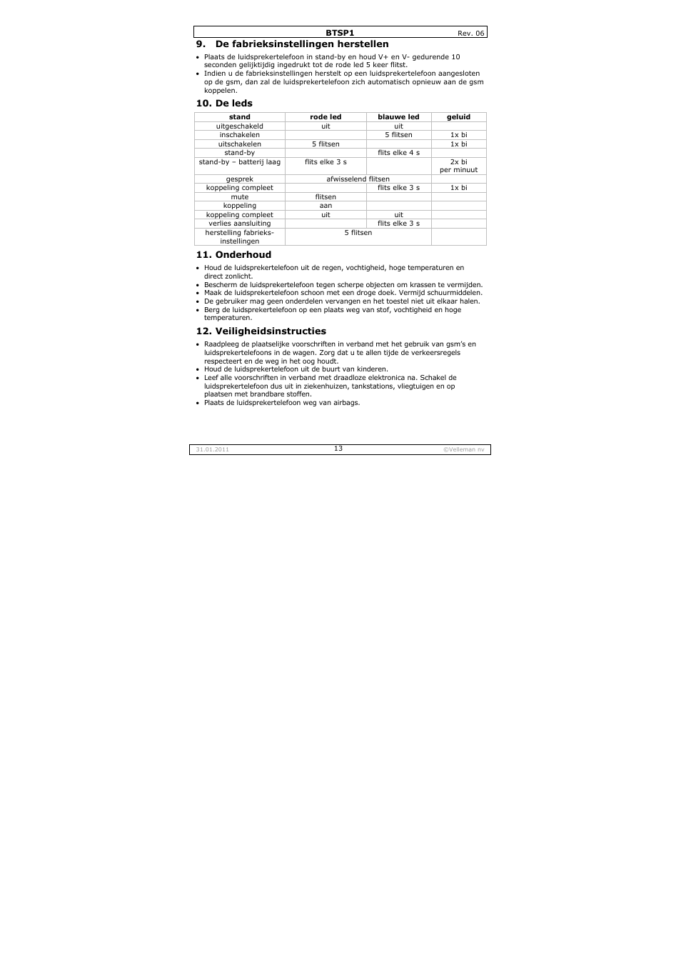 Velleman BTSP1 User Manual | Page 13 / 45