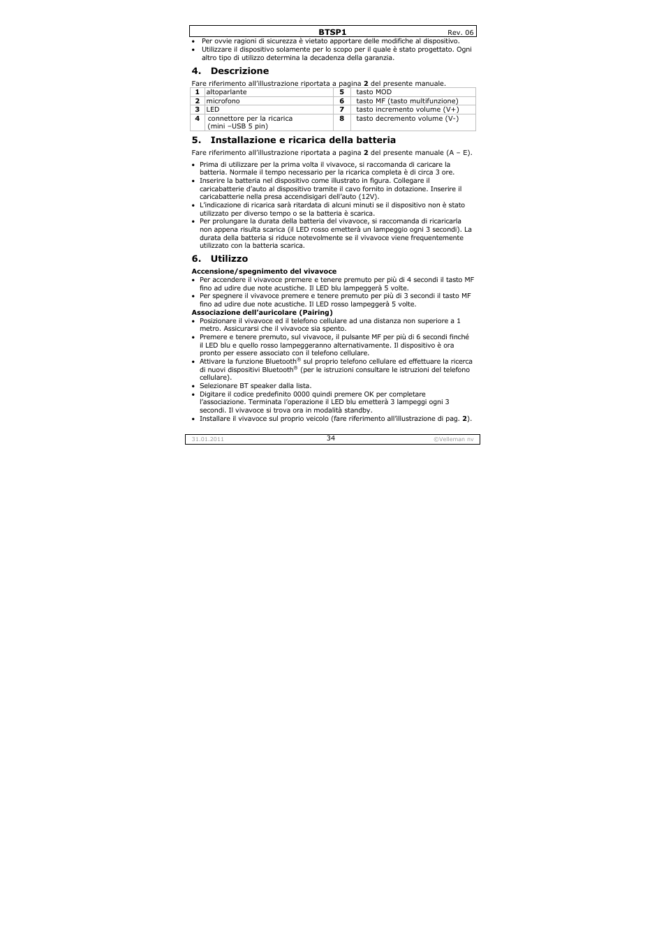 Velleman BTSP1 User Manual | Page 34 / 45