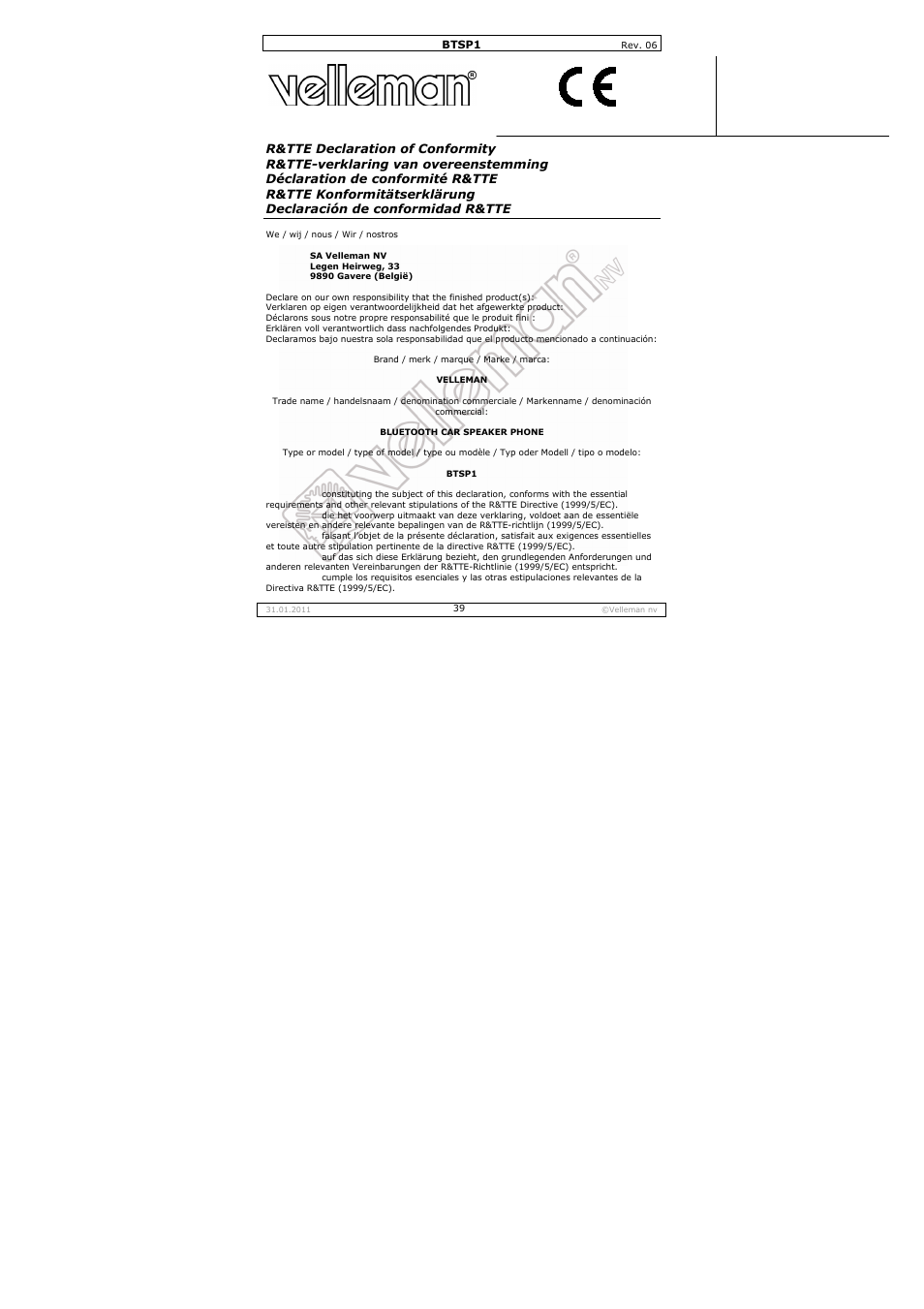 Velleman BTSP1 User Manual | Page 39 / 45