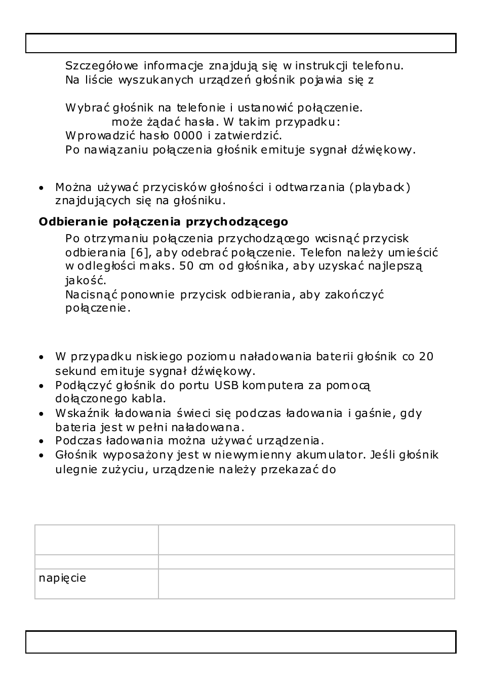 Bateria, Specyfikacja techniczna | Velleman FM10BT User Manual | Page 29 / 45