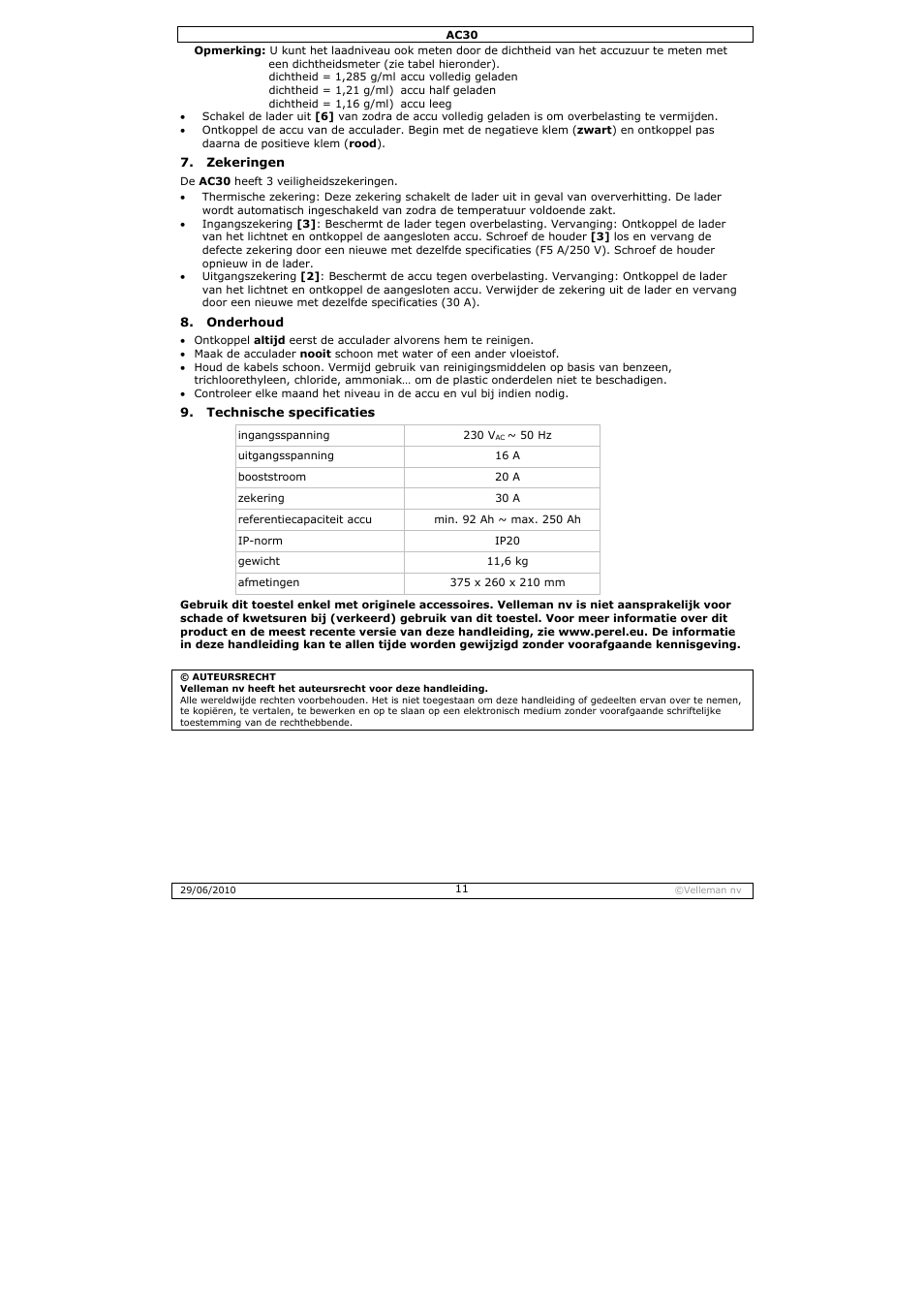 Velleman AC30 User Manual | Page 11 / 23